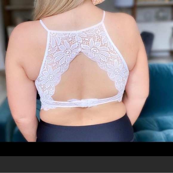 High neck lace bralette - grey - Picture 3 of 3